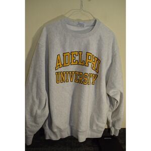 Vintage 80's ADELPHI UNIVERSITY Champion Sweatshirt Reverse Weave‎ MENS 2XL